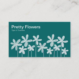 Tarjeta De Visita Flores de bonito - Blanco sobre Verde (Alternativo