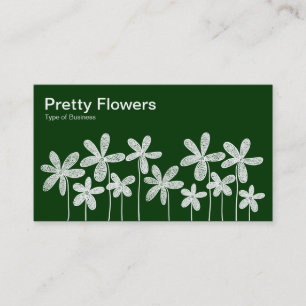 Tarjeta De Visita Flores de bonito - Blanco sobre verde oscuro (alte