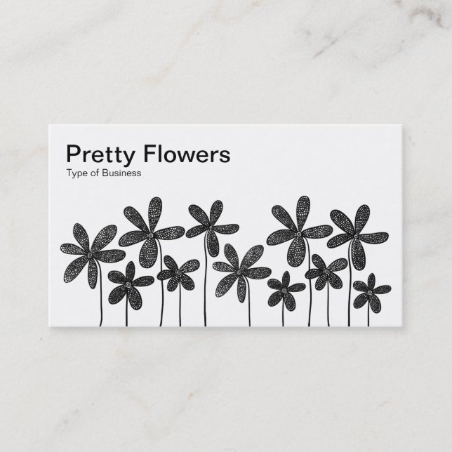 Tarjeta De Visita Flores de bonito - Blanco y negro (Anverso)