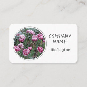 Tarjeta De Visita flores de bonito tulipanes rosados en blanco