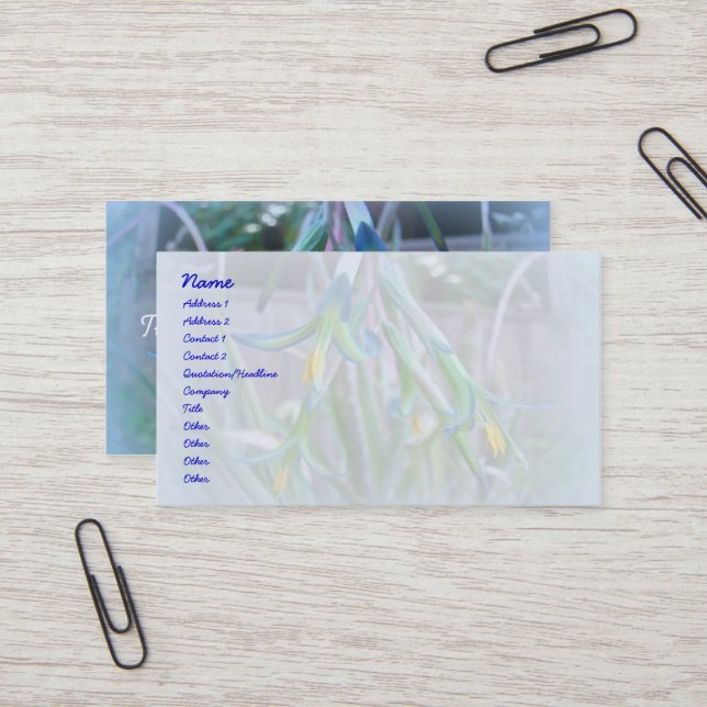 Tarjeta De Visita Flores de bromelida en azul (Anverso/Reverso In Situ)