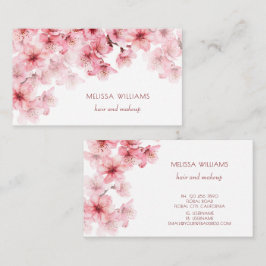 Tarjeta De Visita Flores de cerezo acuarela rosadas florales