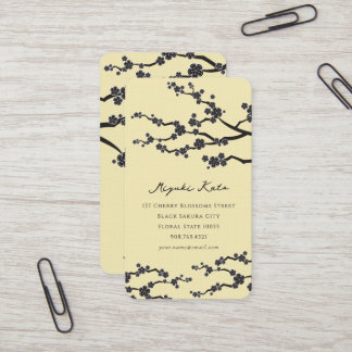 Tarjeta De Visita Flores de cerezo de Sakura negra flormentan el zen