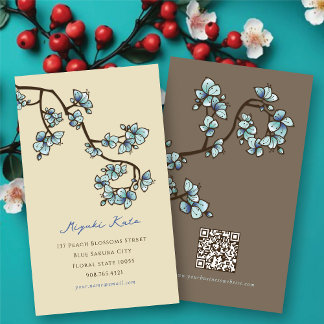 Tarjeta De Visita Flores de Cerezo Elegantes y Sofisticadas Oriental