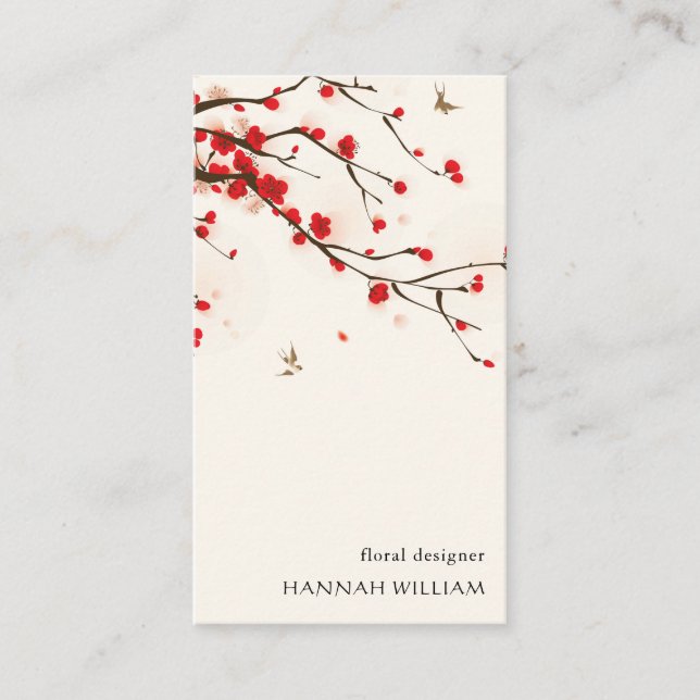 Tarjeta De Visita Flores de cerezo florales (Anverso)