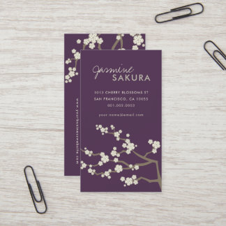 Tarjeta De Visita Flores de cerezo oriental Sakura blanco Moda elega