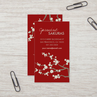 Tarjeta De Visita Flores de cerezo oriental Sakura blanco Moda elega