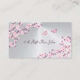 Tarjeta De Visita Flores de cerezo Plata rosa