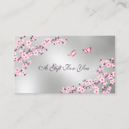 Tarjeta De Visita Flores de Cerezo Rosa Plateado