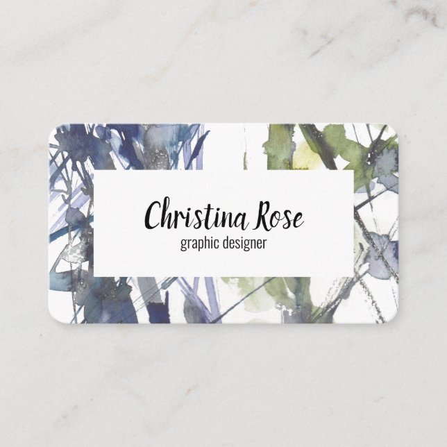 Tarjeta De Visita Flores de color azul (Anverso)