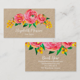 Tarjeta De Visita Flores de color de agua Peluquería Estilista Salón