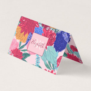 Tarjeta De Visita Flores de colores dulces Bouquet Hand Paint