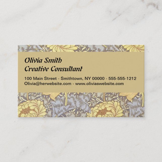 Tarjeta De Visita Flores de crisantemo de William Morris (Anverso)