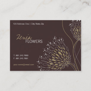 Tarjeta De Visita Flores de crisantemo marrón Moda elegante floral
