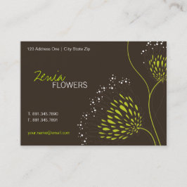 Tarjeta De Visita Flores de crisantemo verde Moda elegante Floral