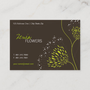 Tarjeta De Visita Flores de crisantemo verde Moda elegante Floral