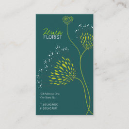 Tarjeta De Visita Flores de crisantemo verde Moda elegante Floral