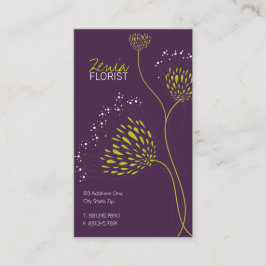 Tarjeta De Visita Flores de crisantemo verde Moda elegante Floral