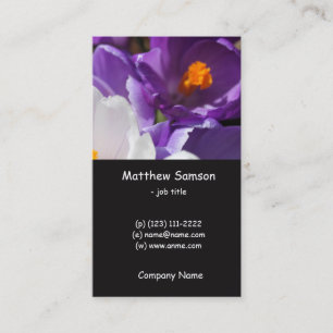 Tarjeta De Visita flores de croco blancas y violetas