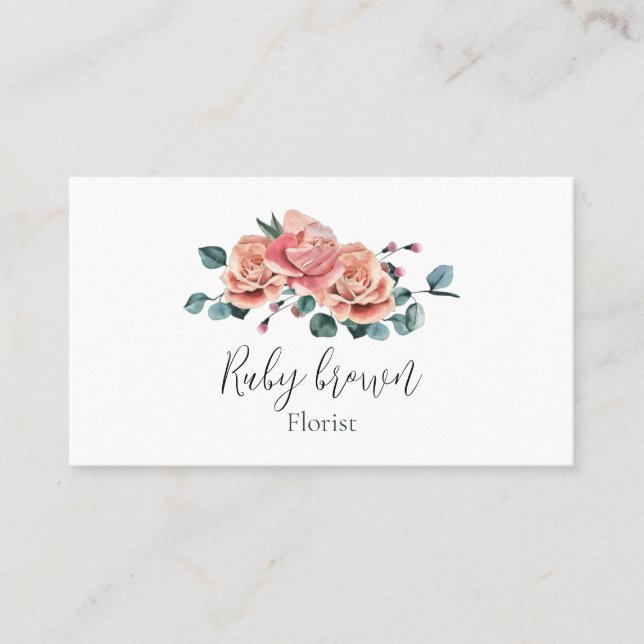 Tarjeta De Visita Flores de época rosas rusticas rosadas (Anverso)