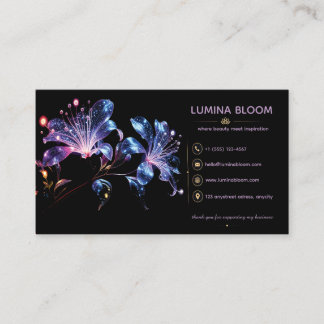 Tarjeta De Visita Flores de Fantasía de Resplandor Celestial