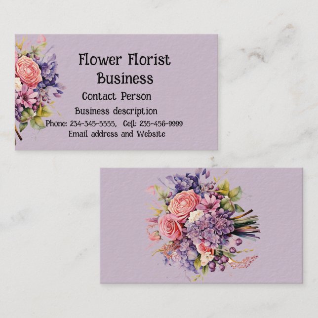 Tarjeta De Visita Flores De Flor En Venta (Anverso / Reverso)