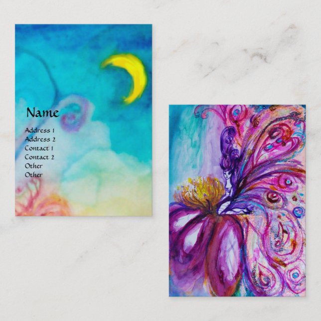 TARJETA DE VISITA FLORES DE FLORES BLANCOS EN COLOR ROSA, DERRAMES D (Anverso / Reverso)