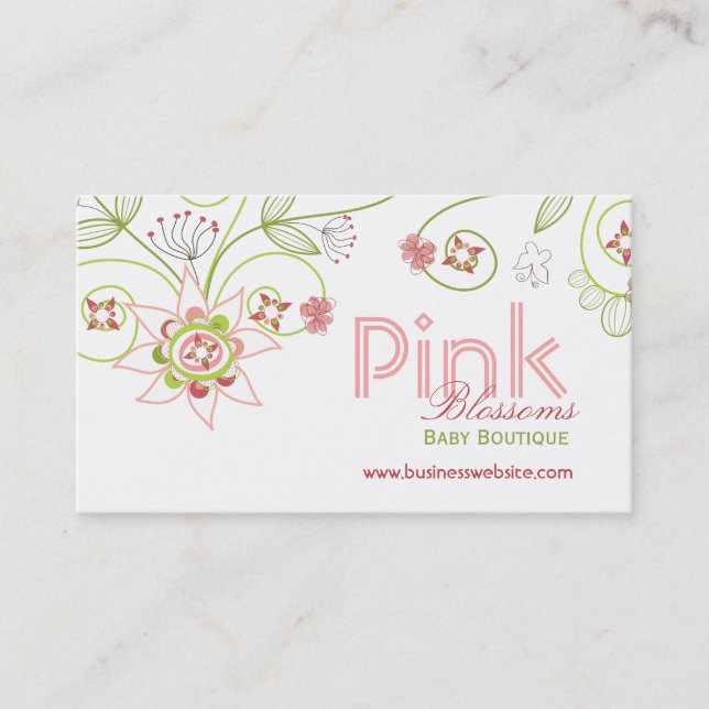 Tarjeta De Visita Flores de flores de flores dulces rosadas salvajes (Anverso)