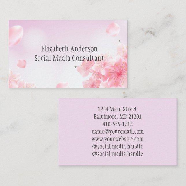 Tarjeta De Visita Flores de flores rosas para ella (Anverso / Reverso)