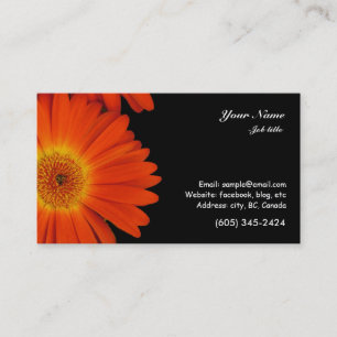 Tarjeta De Visita flores de gerbera margarita naranja