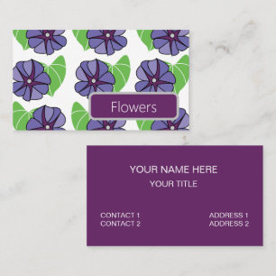 Tarjeta De Visita Flores de Gloria Matutina Azules Floral