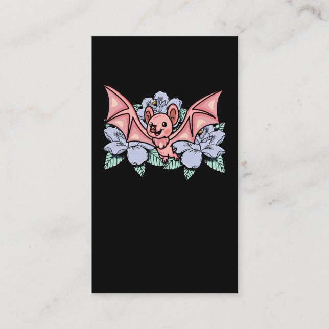 Tarjeta De Visita Flores de Gótico Kawaii Bat Pastel (Anverso)