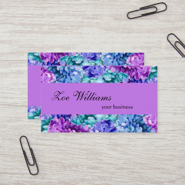 Tarjeta De Visita Flores de hidrangea magníficas, personalizadas (Anverso/Reverso In Situ)