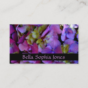 Tarjeta De Visita Flores de Hydrangeas azul morado
