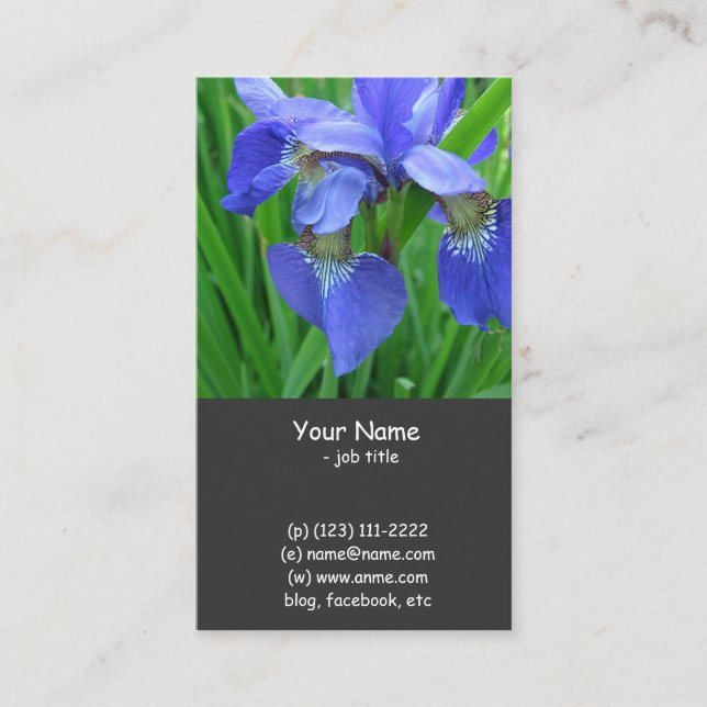 Tarjeta De Visita flores de iris azules (Anverso)