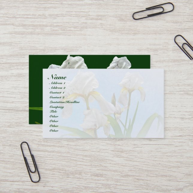 Tarjeta De Visita Flores de iris con barba blanca (Anverso/Reverso In Situ)