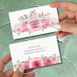 Tarjeta De Visita Flores De Jardín Rosado Hair Estilista Salón Maqui