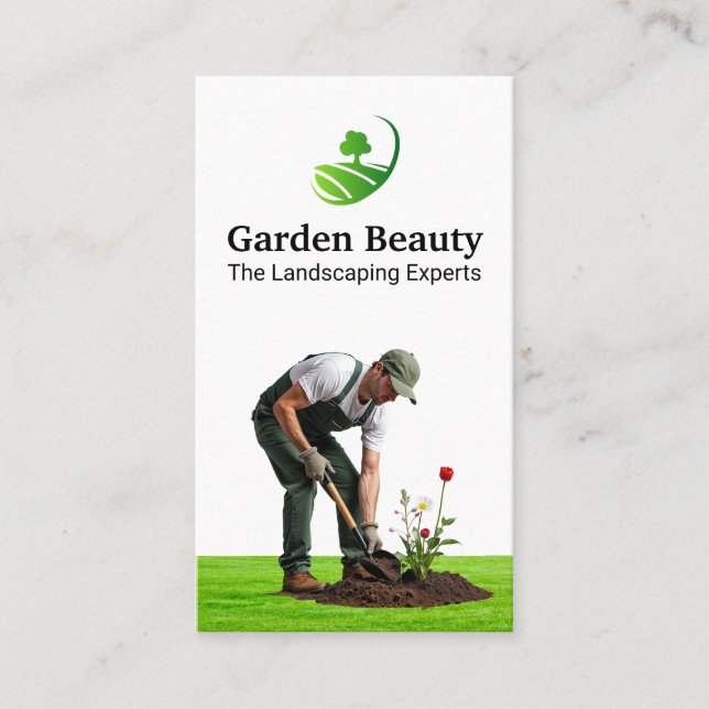 Tarjeta De Visita Flores de jardinería | Logotipo paisajístico (Anverso)