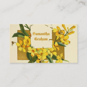Tarjeta De Visita Flores de jazmín amarillas vintage personalizado f