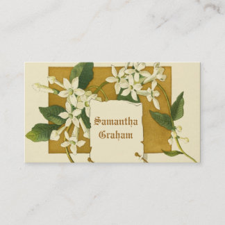 Tarjeta De Visita Flores de jazmín blanco vintage personalizado flor