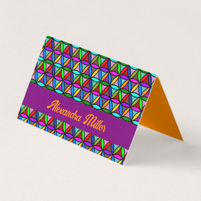 Tarjeta De Visita FLORES DE LA VIDA - patrón de gradientes multicolo (Anverso)