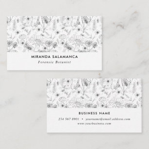 Tarjeta De Visita Flores de lápiz y tinta y rosa