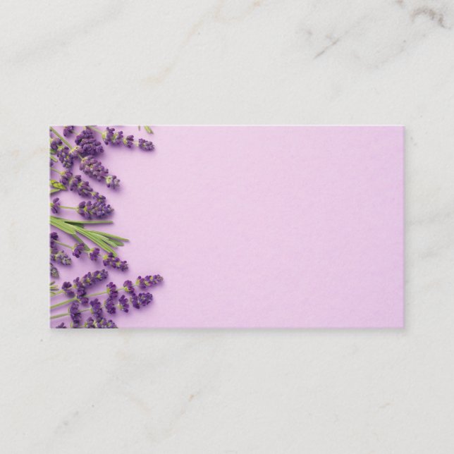 Tarjeta De Visita Flores de lavanda sobre fondo rosa (Anverso)