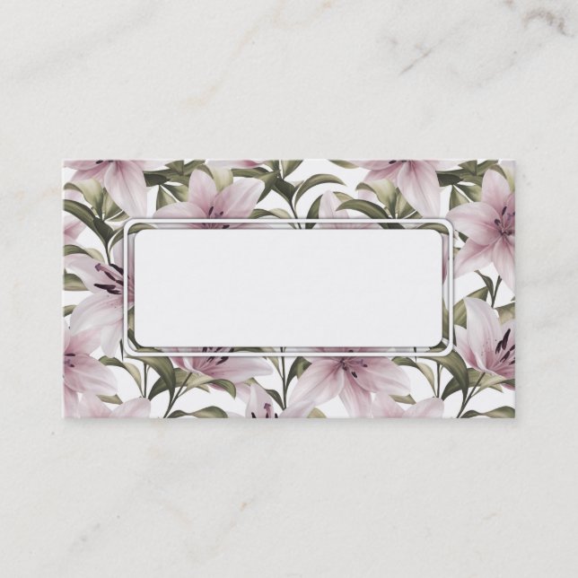 Tarjeta De Visita Flores de Lily. Patrón floral (Anverso)