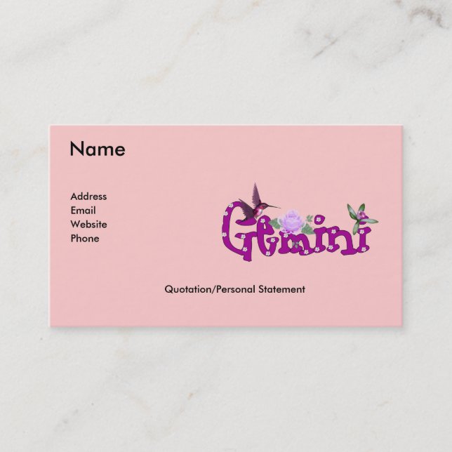 Tarjeta De Visita Flores de los géminis (Anverso)