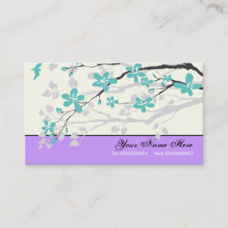 Tarjeta De Visita Flores de Magnolia azul turquesa morado floral