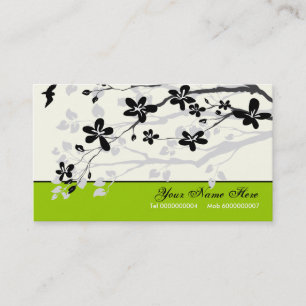 Tarjeta De Visita Flores de magnolia floral gris negro