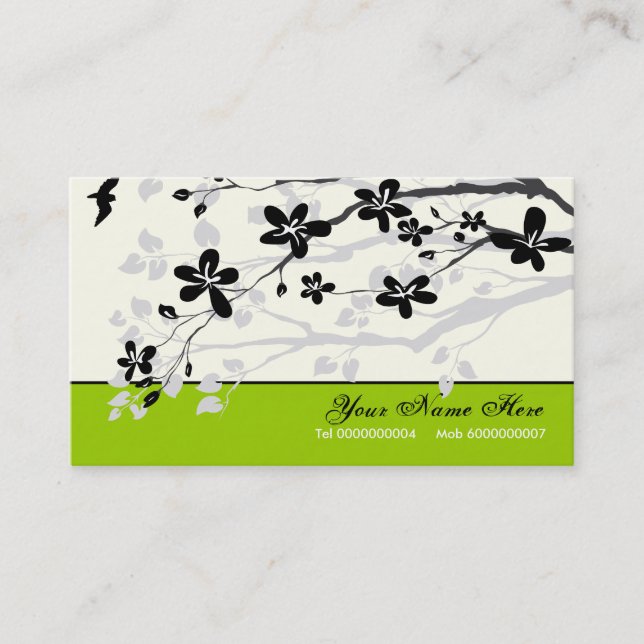 Tarjeta De Visita Flores de magnolia floral gris negro (Anverso)