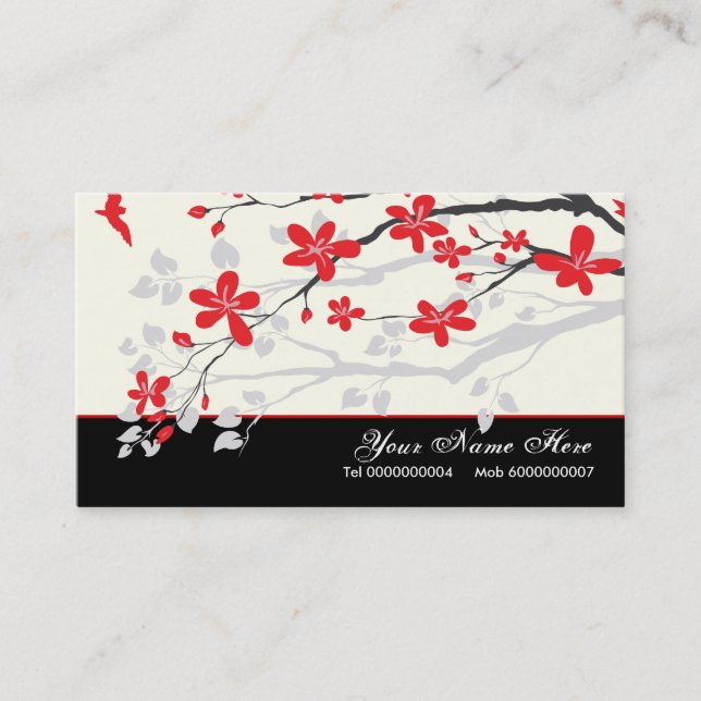 Tarjeta De Visita Flores de Magnolia floral negra roja (Anverso)