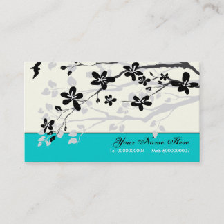 Tarjeta De Visita Flores de Magnolia floral turquesa gris negro